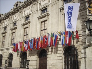 Wien, Hofburg: Die Fahnen der Mitgliedstaaten der OSZE