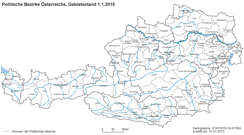 Österreich Bezirke Karte