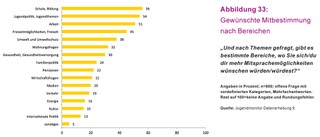 Gewünschte Mitbestimmung nach Bereichen.
<br /></p><br />Quelle: Jugendmonitor Gesamtbericht 2010-2013. BMFJ (Hrsg.), 2014.